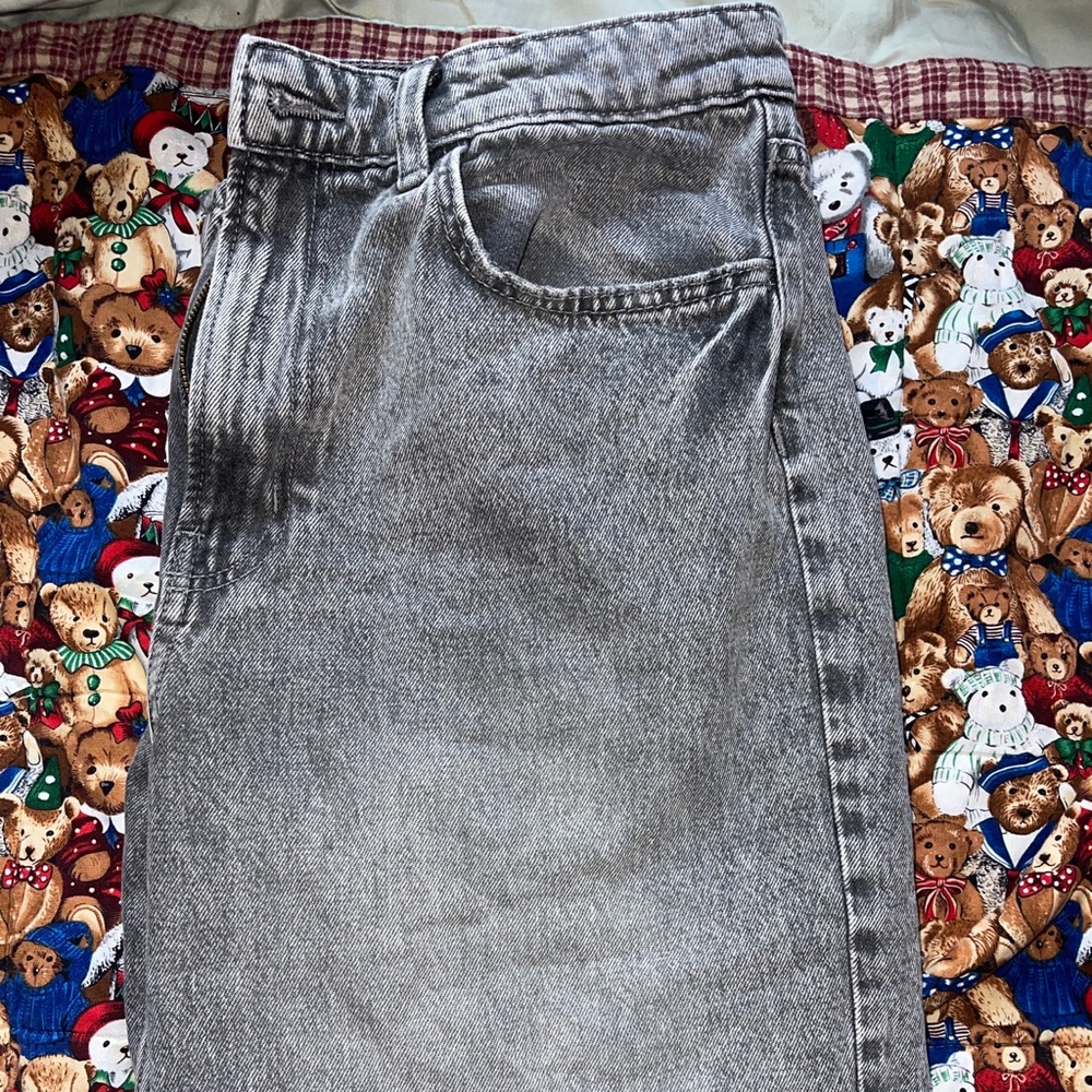 Gray washed jeans wide legged size 12 high rise